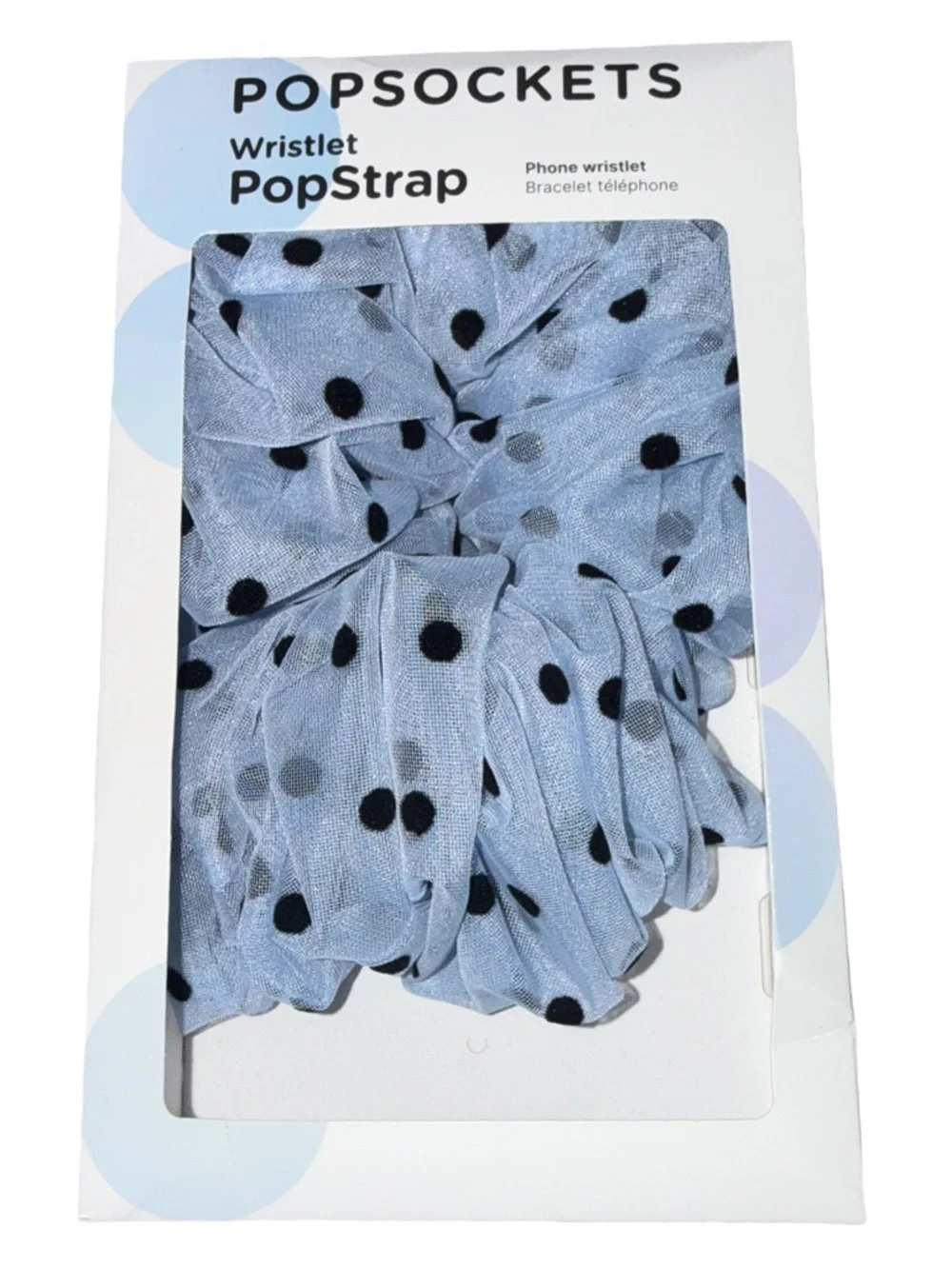 PopSocket Tulle Blue Polka Dot Scrunchie Phone Wrist Strap New in Box